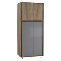4 Sliding Doors Wardrobe with Hanging Rail - 180x80x51.5cm Brown Oak & Grey 9.5 x 127.5 x 57.5 1