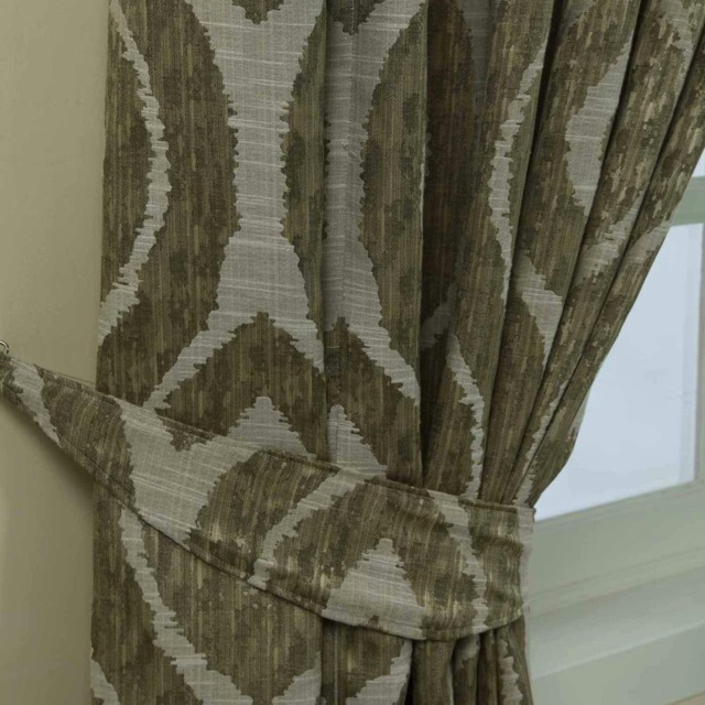 Homescapes Green Ikat Jacquard Curtain Tie Back Pair