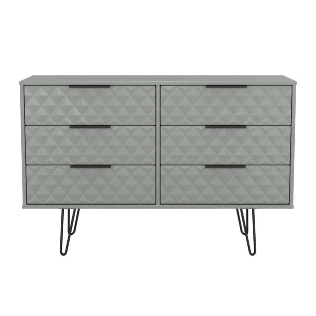 Islay 6 Drawer Wide Chest of Drawers in Dusk Grey (Ready Assembled) Grey Dusk Grey