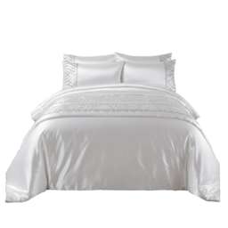 Shimmer Duvet Cover Set Luxury Bedding with Elegant Metallic Finish White King