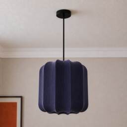 CGC LILA Navy Cylinder Ribbed Stretch Cotton Fabric Lampshade
