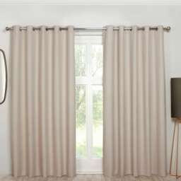 Cosmos - 100% Blackout Thermal Self-Lined Curtains - Eyelet - 100% Polyester (Natural, 66''x 72'' - 168cm x 183cm (Pair)) Cream Cream