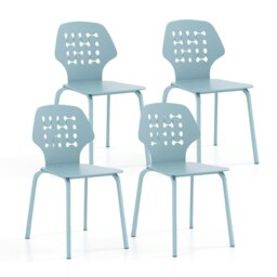 COSTWAY Set of 4 Dining Chair Metal Kitchen Bar Chair Blue