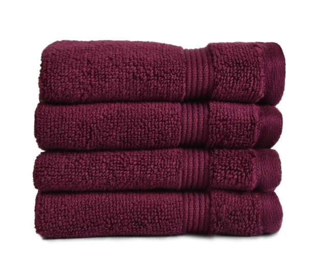 Zero Twist Egyptian Cotton Face Cloths Pack of 4 - Beetroot