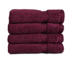 Zero Twist Egyptian Cotton Face Cloths Pack of 4 - Beetroot