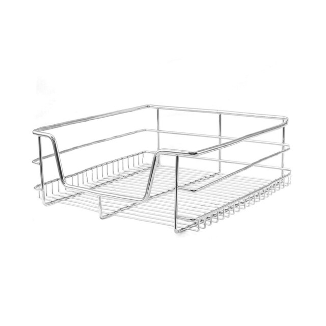 3 x KuKoo Kitchen Pull Out Storage Baskets – 400mm Wide Cabinet Silver