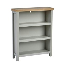Grey Oak Low Bookcase Display Unit 3 Bookshelves DVD Storage Two Tone