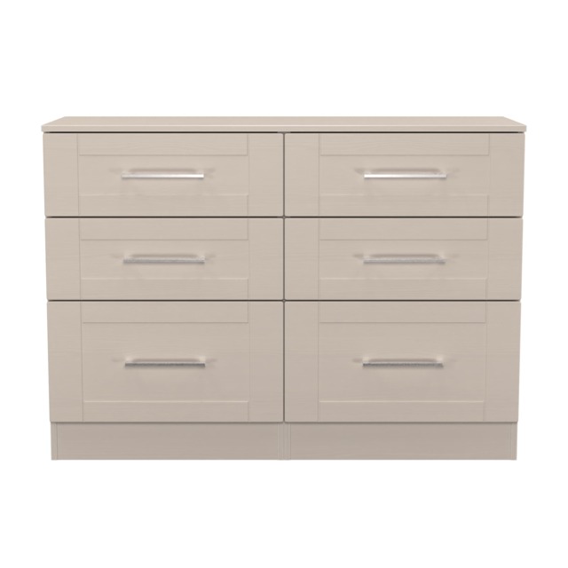 Ripon 6 Drawer Wide Chest of Drawers in Kashmir Ash (Ready Assembled) Cream Kashmir Ash