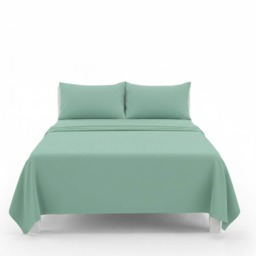 Easy Care Flat Bed Sheet Polycotton Durable Low Maintenance Bedding Green Mint