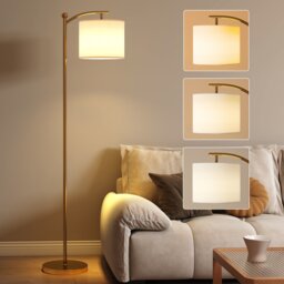 HOMCOM LED Floor Lamp with Dimmable Colours Temperature & Brightness, Gold Gold Gold Tone