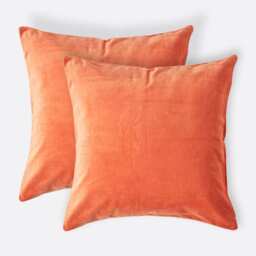 Homescapes Set of 2 Burnt Orange Velvet Cushion Covers - 40 x 40 cm Orange Burnt orange 2