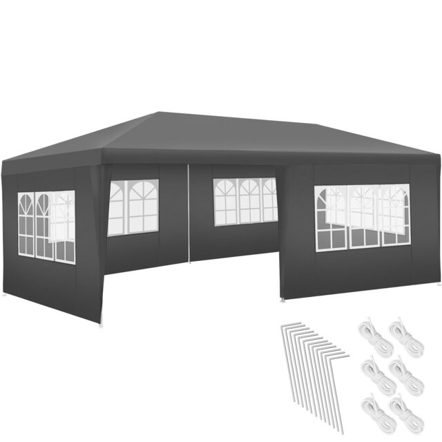 Gazebo Novara with 5 side panels, water-resistant, 6x3m Grey grey 600 x 300 x 250 cm 1