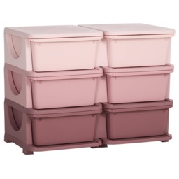 HOMCOM Kids Storage Units with Drawers 3 Tier Chest Dresser Tower Pink