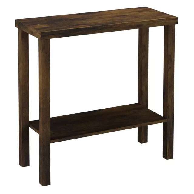URBNLIVING 2 Tier Wooden Console Table Narrow Hallway Storage Unit Multi Rustic Brown 1