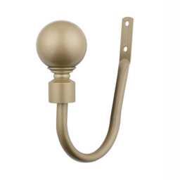 A.Unique Home Pair of Plain Round Ball Metal Holdbacks with Fittings - Matt Gold