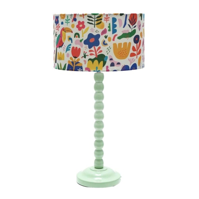 ValueLights Bobbles Sage Green Bobbin Table Lamp Jungle Shade and Bulb