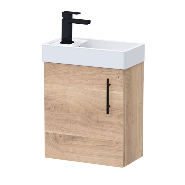 Balterley Bathroom Contemporary Wall Hung Cabinet Vanity Unit Wash Basin & Handle Durable Brown Bleached Cuneo Oak