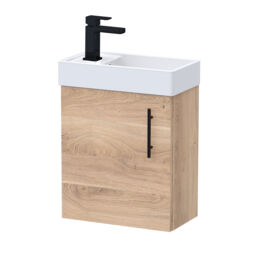 Balterley Bathroom Contemporary Wall Hung Cabinet Vanity Unit Wash Basin & Handle Durable Brown Bleached Cuneo Oak