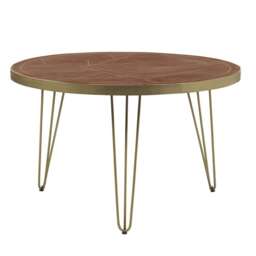 Round Solid Wood Dining Table 4 Seats Bishop Dark Mango Brown
