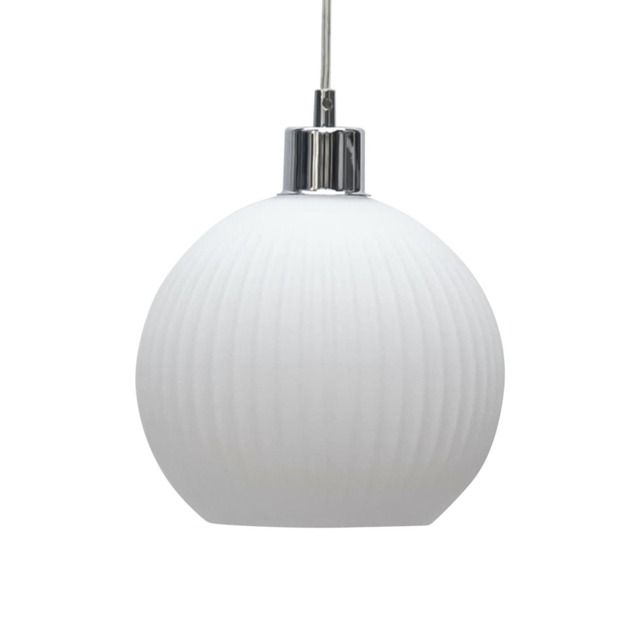 Betchley - White Ribbed Glass Globe Easy Fit Pendant Shade White Medium 1