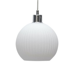 Betchley - White Ribbed Glass Globe Easy Fit Pendant Shade White Medium 1