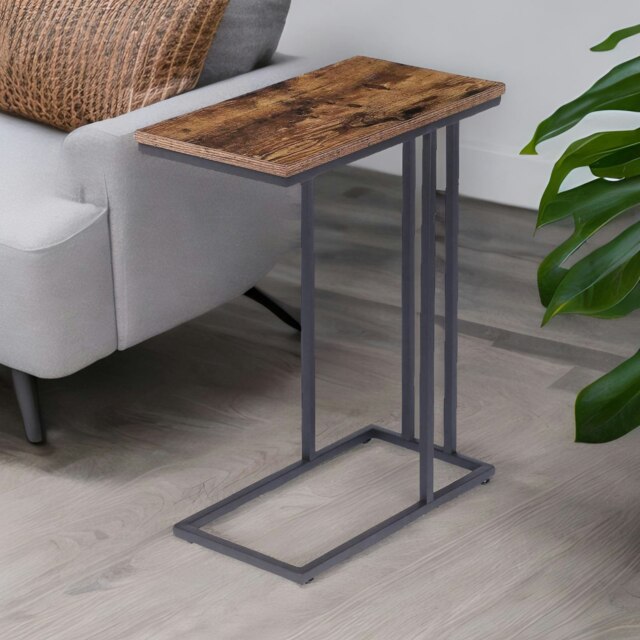 Side Table C Shaped Brown