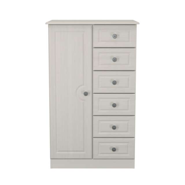 Stirling 5 Drawer 1 Door Childrens Wardrobe in Grey Ash (Ready Assembled) Grey Grey Ash