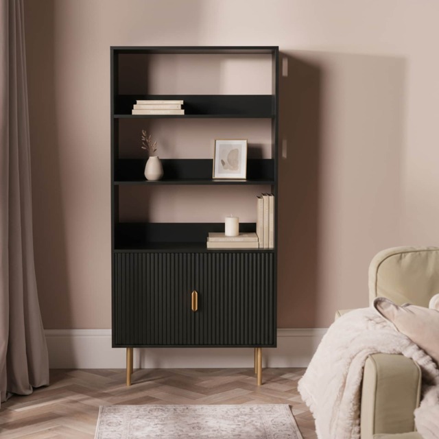 OHS Ribbed Display Unit Modern Drawer Cabinet Shelf Storage