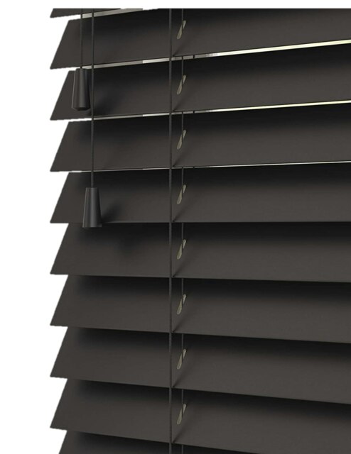 180cm Ink Black Wooden Venetian Blinds With Strings (130cm drop) Black Black