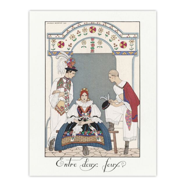 Between Two Flames Czech Fashion Barbier Vintage Huge Wall Art Print 18X24 In