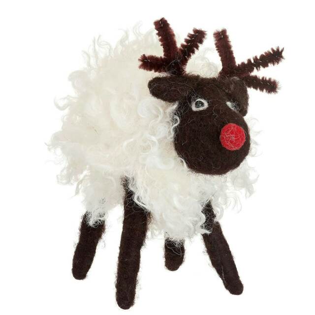 Sass & Belle Christmas Tree Decoration Novelty Rudi Red Nosed Sheep