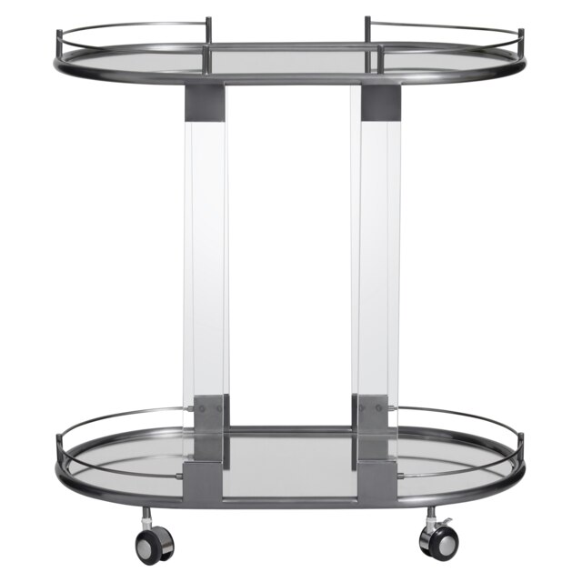 Orsina Metallic Frame Drinks Trolley, Sleek Gold & Black Bar Serving Cart, Functional Two‑Tier Beverage Trolley