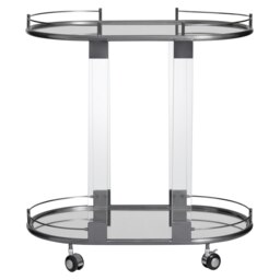 Orsina Metallic Frame Drinks Trolley, Sleek Gold & Black Bar Serving Cart, Functional Two‑Tier Beverage Trolley