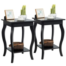 COSTWAY Set of 2 End Table Living Room Sofa Side Table Black Black