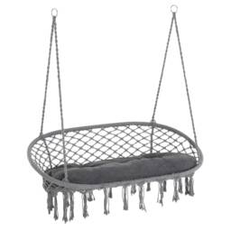 Outsunny Hanging Hammock Chair Macrame Seat for Patio Garden Yard Dark Grey Grey Dark Grey 130 x 75 x 35 cm