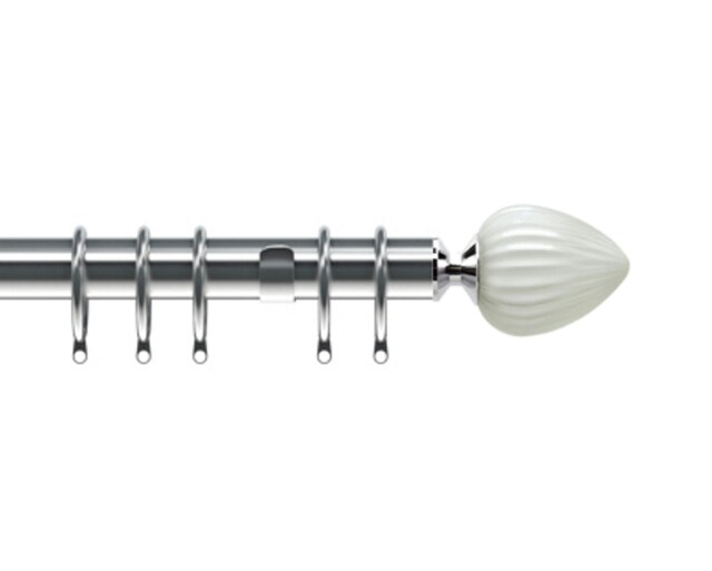 25-28mm Realm End Satin Silver Metal Curtain Pole Set 170 - 300cm Silver Silver