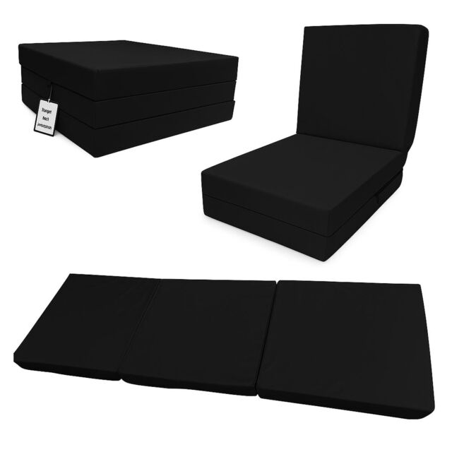 House Of Home Adult-Length Fold-Out Z Bed Chair for Kids & Teens Black