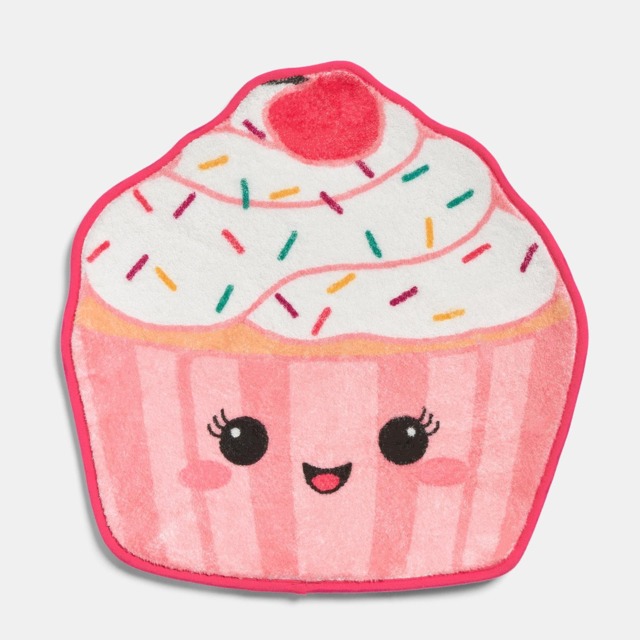 OHS Character Novelty Bath Mat Soft Velvet Quick Dry Non-Slip Shower Rug Pink Sprinkle the Cupcake