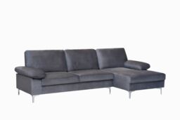 Venosa Velvet Right Facing Sectional Corner Sofa in Grey Grey Grey Three Seater 1