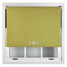 FURNISHED Custom Fit Blackout Roller Blinds with Triple Round Eyelets & Metal Fittings Green Green (W) 180cm x (L) 165cm