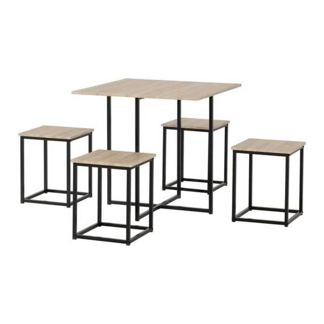 Kent 1 and 4 Stowaway Dining Set - Sonoma Oak Effect - Black Brown 5