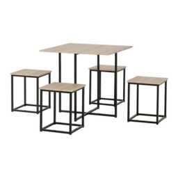 Kent 1 and 4 Stowaway Dining Set - Sonoma Oak Effect - Black Brown 5