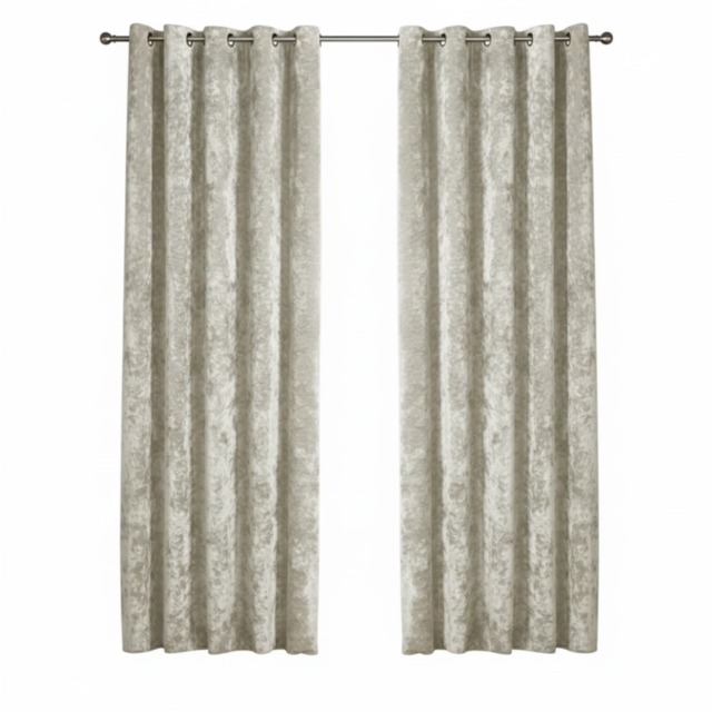 Crushed Velvet Eyelet Curtains Luxurious Finish for Contemporary Homes Cream