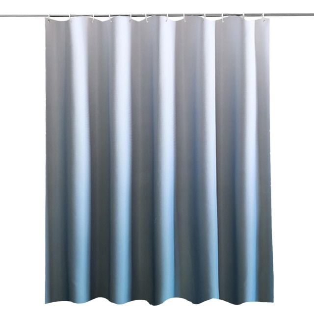 Blue & White Gradient Polyester Shower Curtain with 12 Hooks - 180x180cm