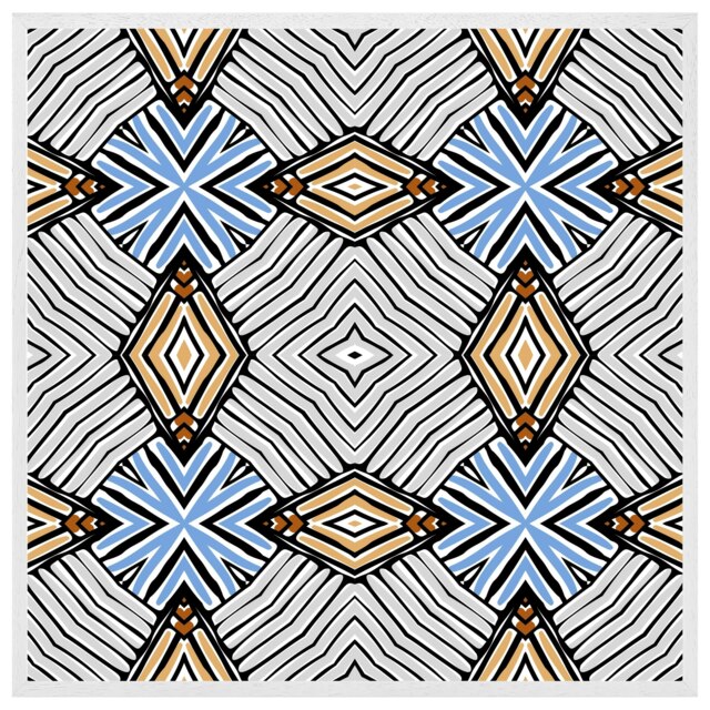 Abstract geometric shapes & hand drawn brush stokes (Picture Frame) White M