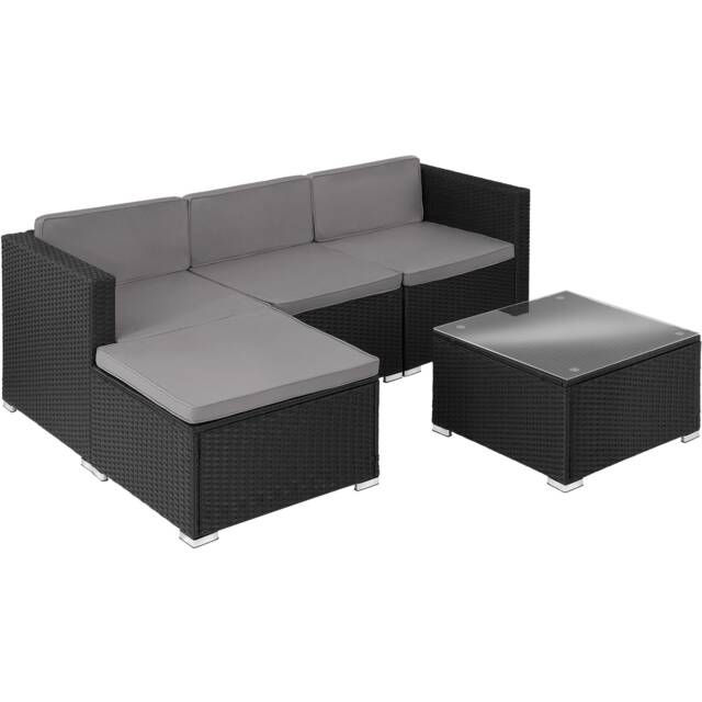 Garden Furniture Set Lignano - modular sofa set for 3 to 4 people, coffee table Black black 179 x 150 x 65 cm 1