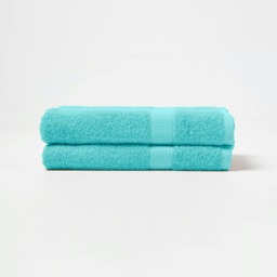 Homescapes Turkish Cotton Bath Towel Set of 2 - Aqua Blue Bath towel 2