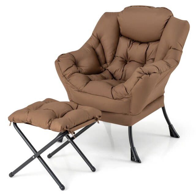 COSTWAY Lazy Sofa with Ottoman Modern Leisure Lounge Chair Brown