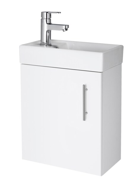 Balterley Cloakroom Wall Hung 1 Door Vanity Unit with Basin White Gloss White 222 x 405 x 520mm 1