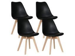 MOF Set of 4 Dining Chairs Wooden Legs Soft Cushion Pad Stylish DELUXE Retro Lounge Dining Office Black